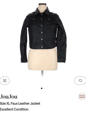 Jou Jou Black Faux Leather Button-Front Jacket